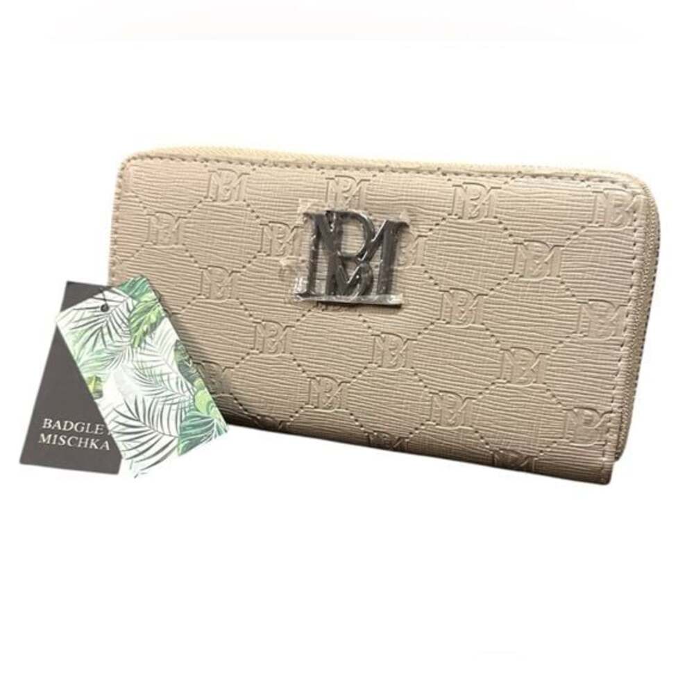 Badgley Mischka Cream Wallet with Logo
